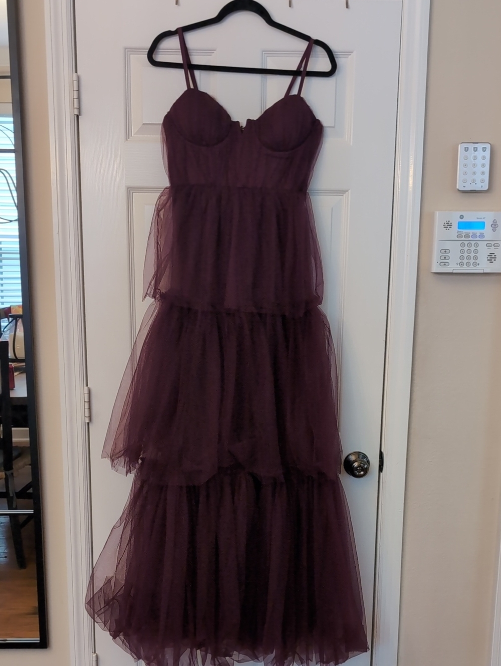 Lulu's Plum Tiered Tulle Spaghetti Strap Prom Formal Cocktail Dress